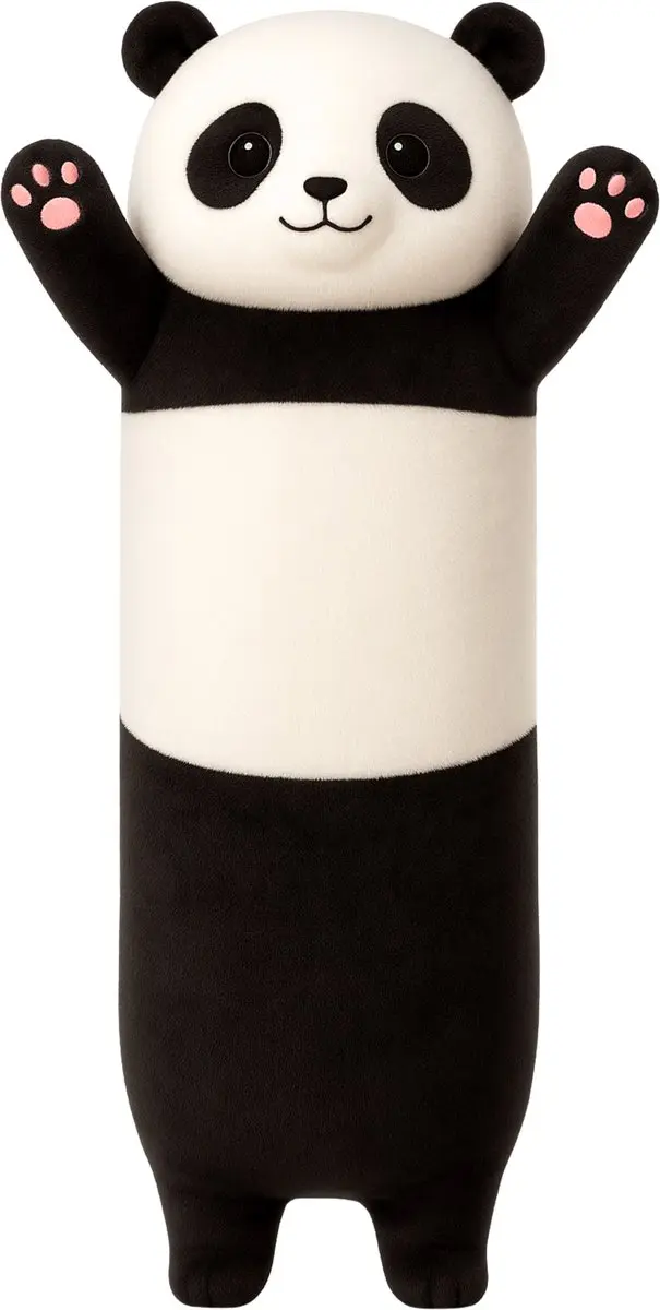 Lean Toys Pluche Panda Mascotte Kussen Roller 70cm