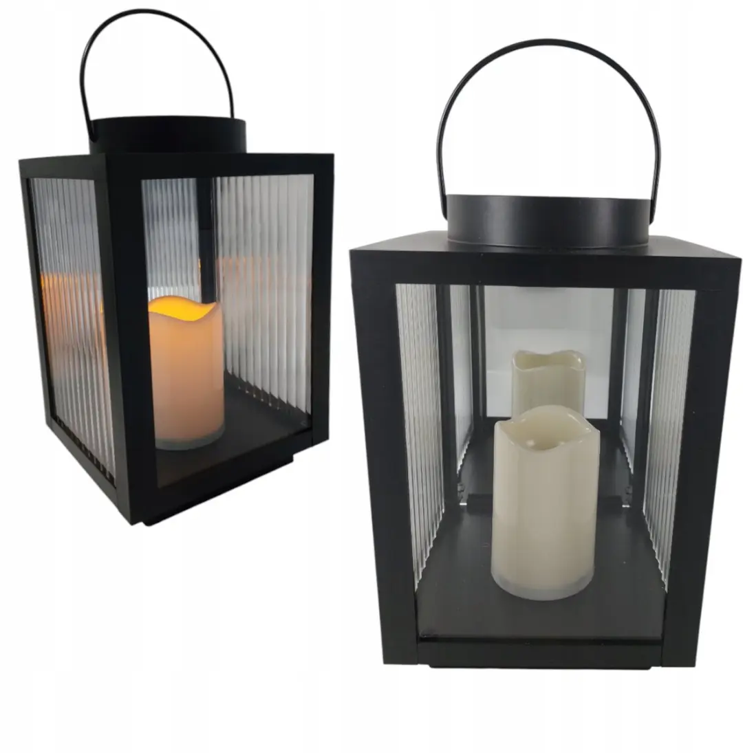 Zonne-energie LED Lantaarn Zwart