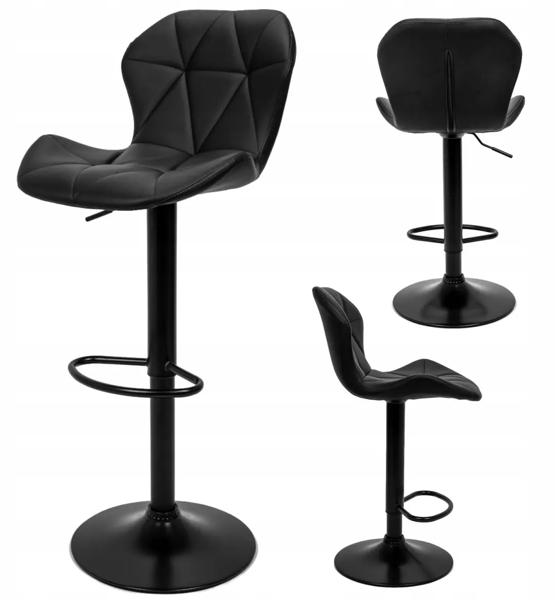 Draaibare barkruk PINA VIKING zwart eco-leer