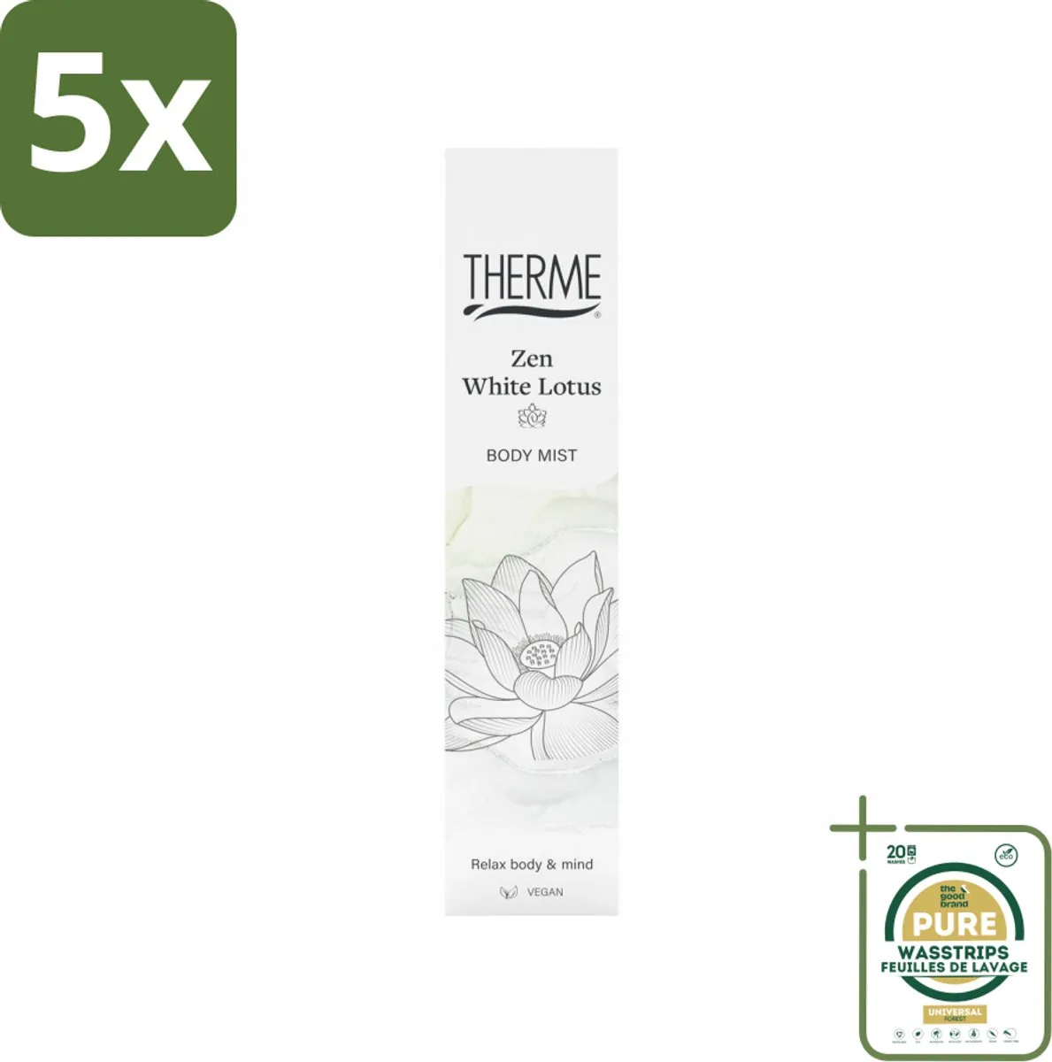 5 x Therme - Zen White Lotus - Lichaamsmist - Verfrissend - Verzorgend - 60ml - Grootverpakking - Witte Lotus - Zen - Rust - Balans - Geur