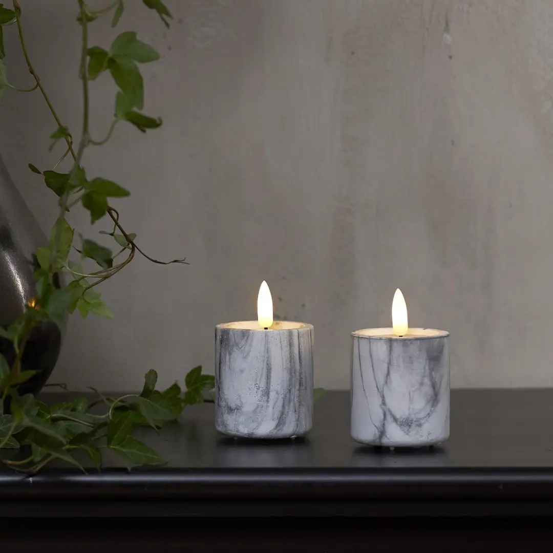 Star Trading Flamme Marble LED Kaarsenset 2 Stuks - afbeelding 3 van 5