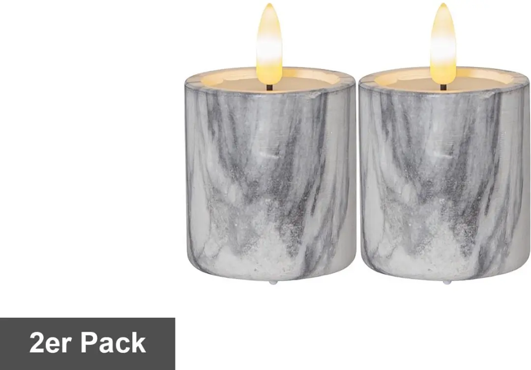 Star Trading Flamme Marble LED Kaarsenset 2 Stuks