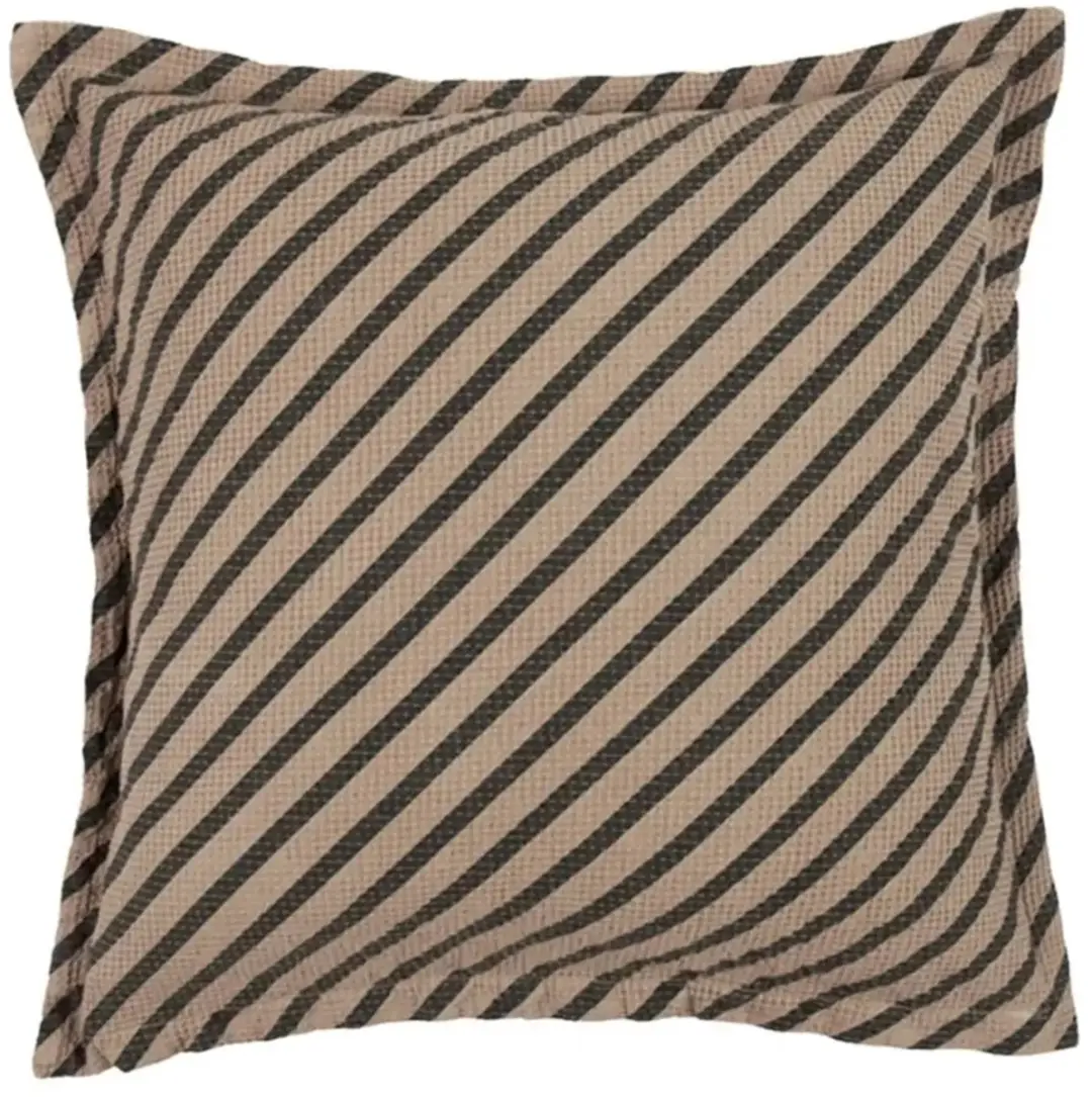 Nobodinoz LANDSCAPE kussen met wafelpatroon, 45 x 45 cm, kleur: Gestreept Sesam