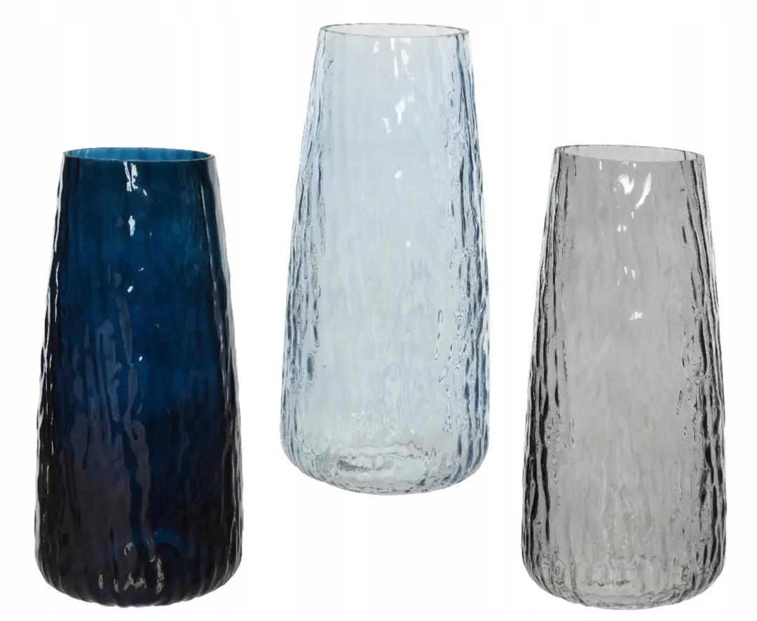 Vaas glas h21,5cm blauw
