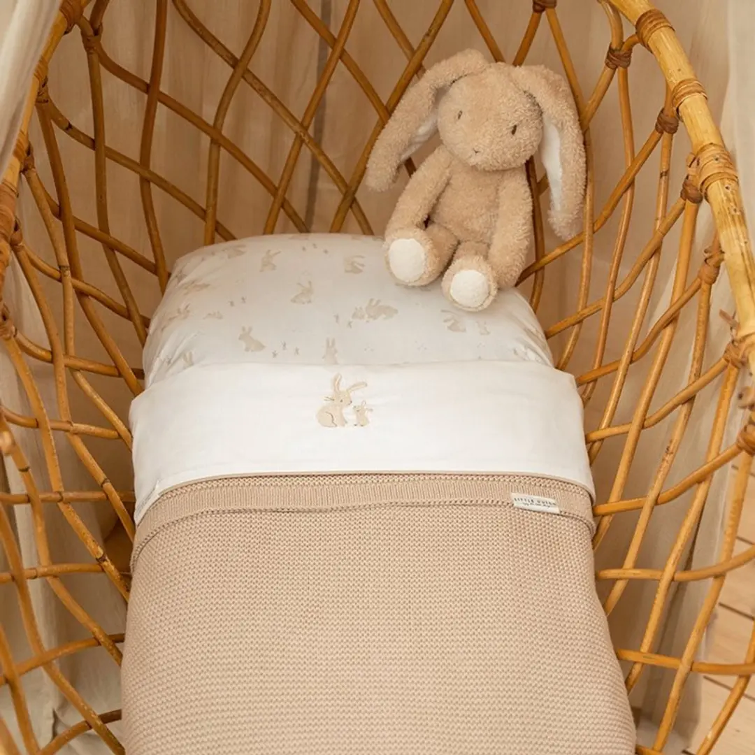 Gebreid ledikantdeken Beige