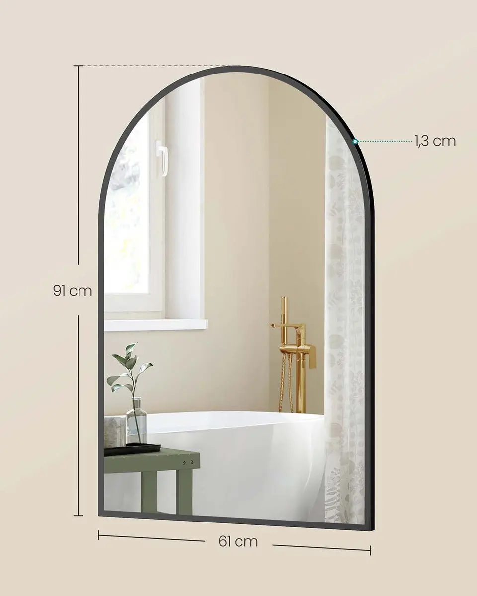 Songmics LWM011BD01 Gebogen Wandspiegel 91x61cm - Zwart - afbeelding 6 van 6