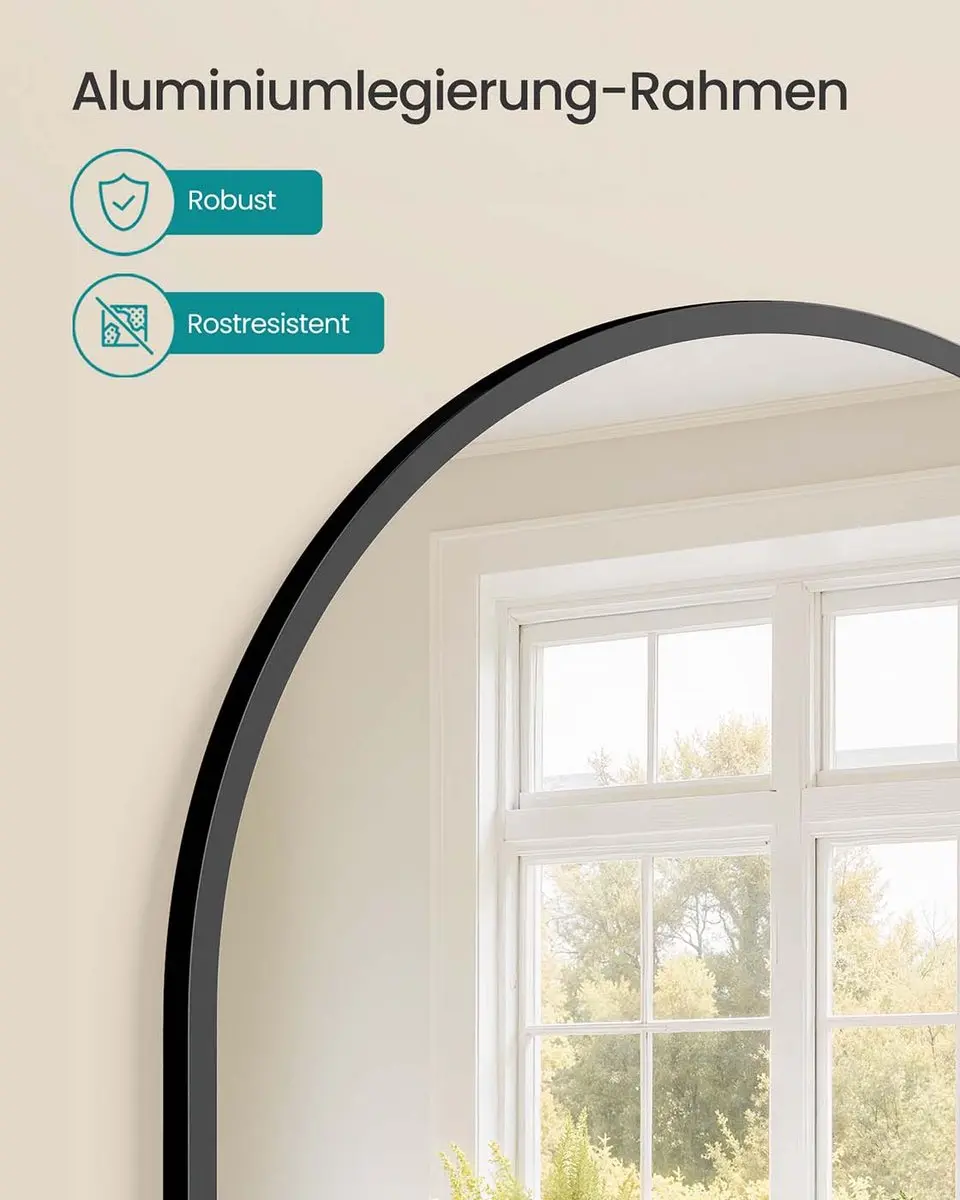 Songmics LWM011BD01 Gebogen Wandspiegel 91x61cm - Zwart - afbeelding 4 van 6