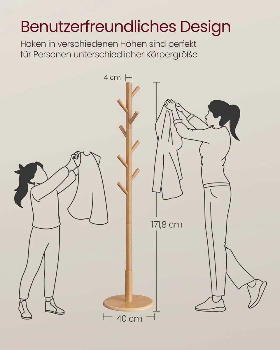 Songmics Kapstokboom RCR009YK01 - 8 Haken - Naturel - afbeelding 6 van 6