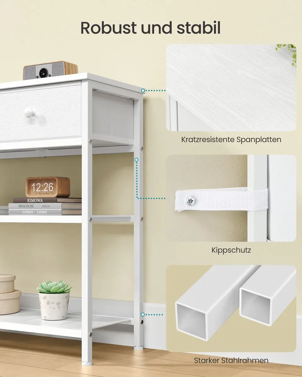 Songmics LGS098W101 Consoletafel - 3 Lades - Mistig/Wolkenwit - afbeelding 4 van 6