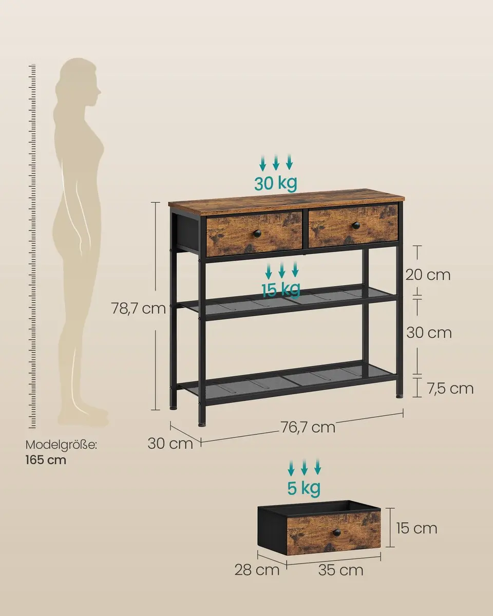 Songmics LGS075K101 Consoletafel - Vintagebruin - afbeelding 6 van 6