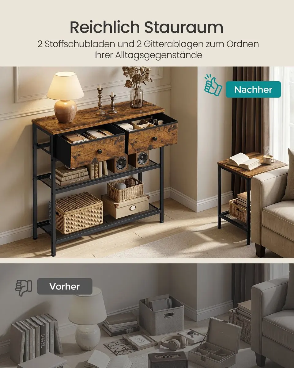 Songmics LGS075K101 Consoletafel - Vintagebruin - afbeelding 3 van 6