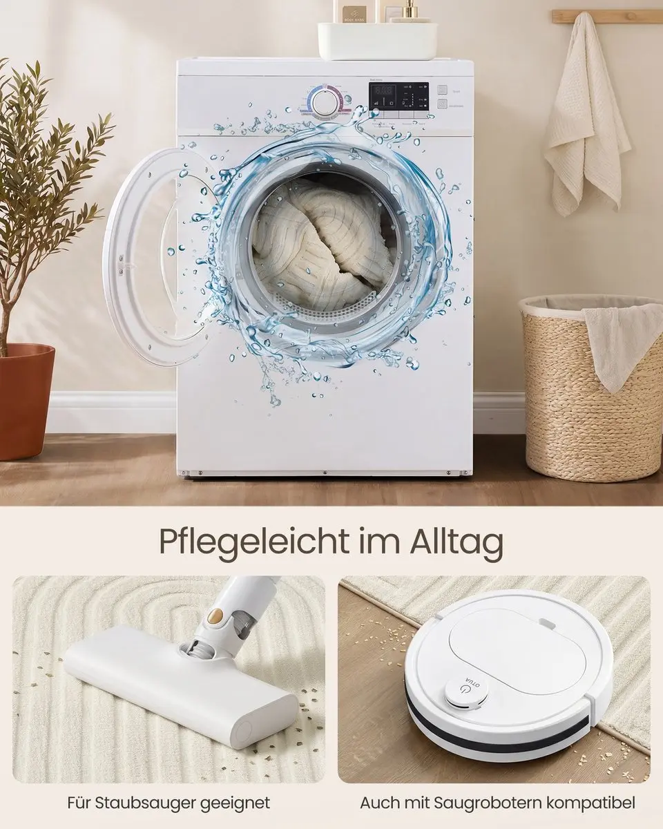 Songmics TAR132WZ02 Vloerkleed 170x120cm - 3D Geometrisch - Crèmewit - afbeelding 6 van 6