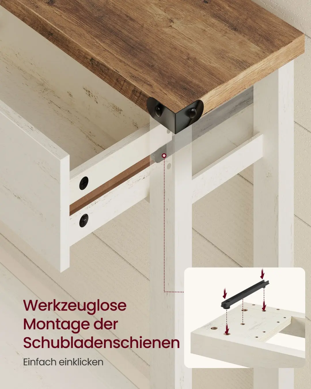 Songmics LNT141W101 Smalle Haltafel - 100cm - Wit/Bruin - afbeelding 5 van 5