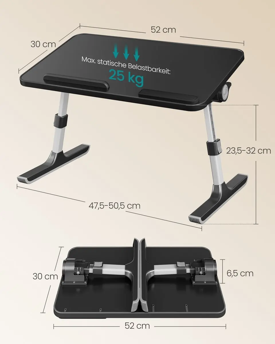 Songmics Laptoptafel LLD117B101 - 52x30x23cm - Zwart - afbeelding 5 van 6