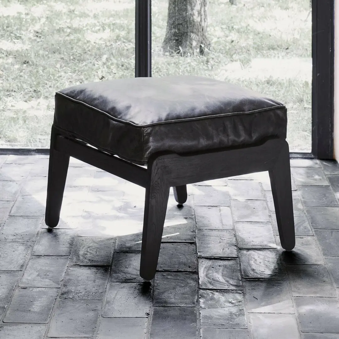 Loberon Cliftone Hocker - Antraciet - afbeelding 5 van 6