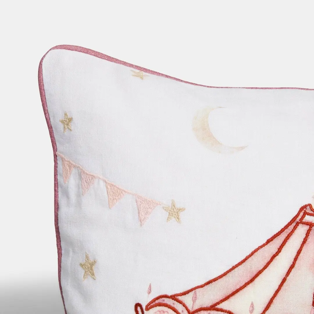 Loberon Luniboo Kussenhoes - Rood/Crème - afbeelding 3 van 6