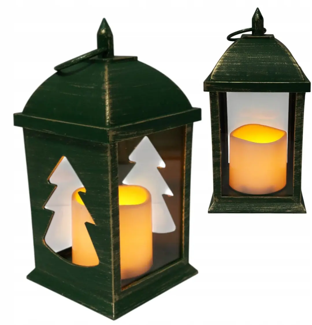 Decoratieve LED Lantaarn Groen met Kaars