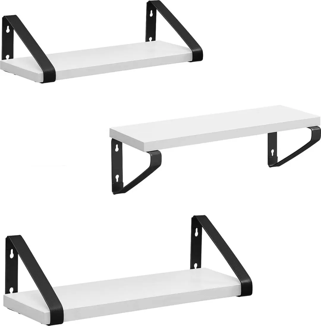 Wandplank set van 3, zwevende plank, wandgemonteerd, plank voor display, industr