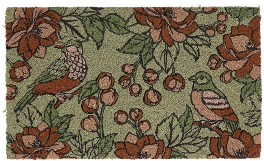 Esschert Design deurmat Vintage Floral Green 75 x 45 cm