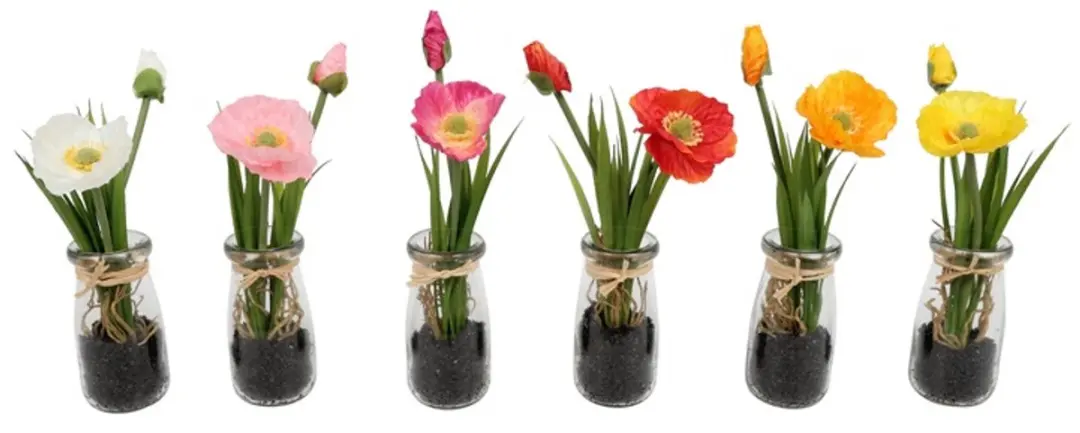 Countryfield kunstbloem papaver speelgoed decoratie vaas multicolor.