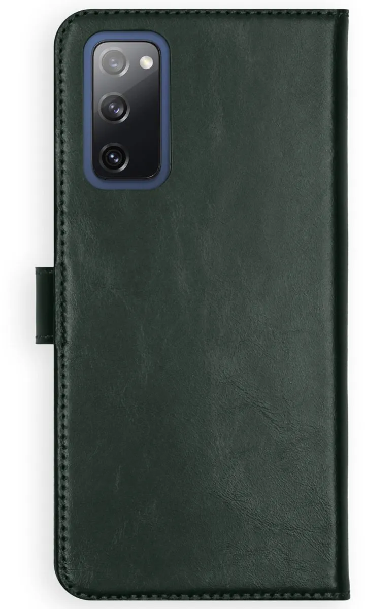 Selencia Hoesje Samsung Galaxy S20 FE Groen - Lederen Bookcase 3 Pasjes