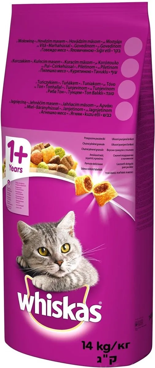 Whiskas Adult Kattenvoer Rundvlees Wortel 14kg