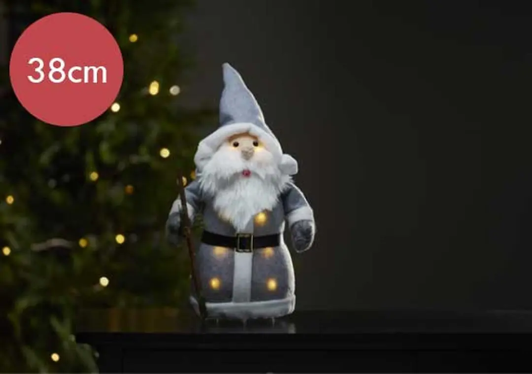 Grote verlichte kerstman grijs