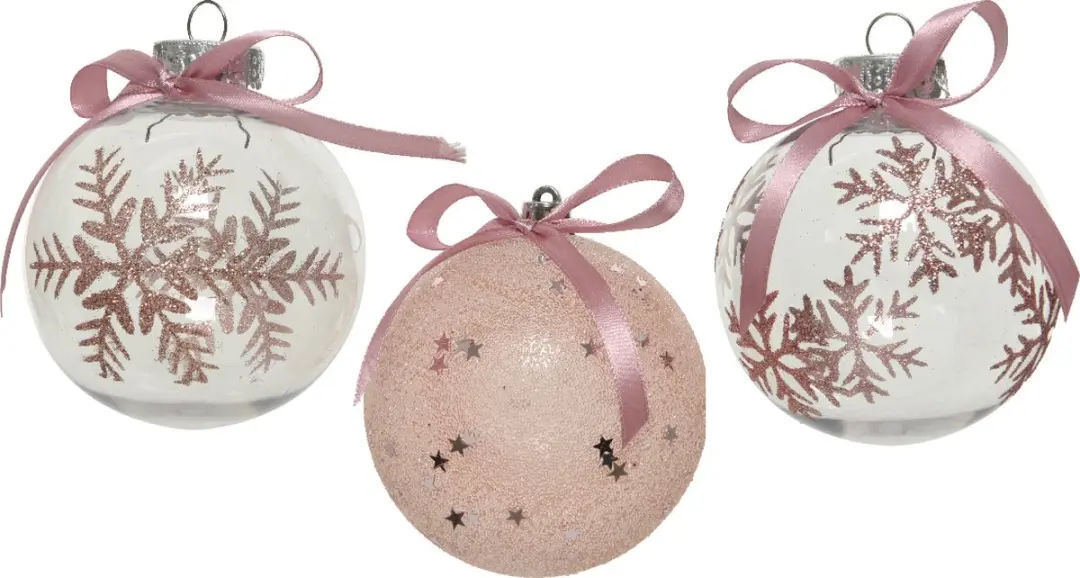 Decoris kerstballen kunststof roze 8cm