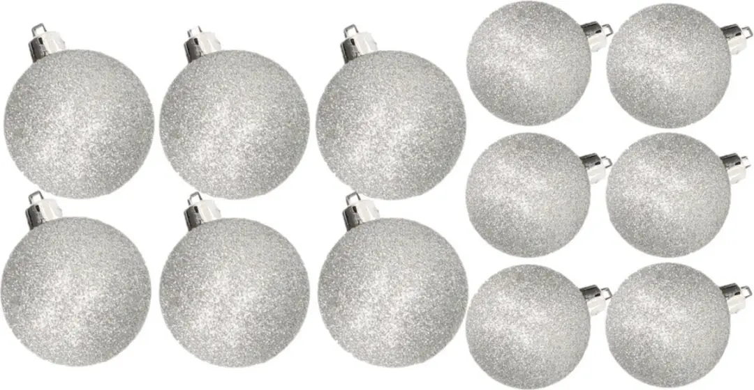 Kerstversiering set glitter kerstballen in het zilver 6 en 8 cm pakket