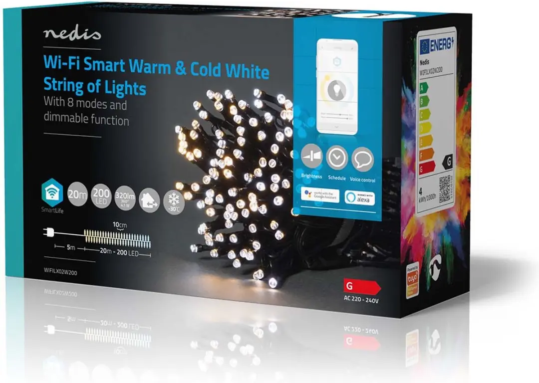 Nedis SmartLife Kerstverlichting Koord Wi-Fi 200 LED 20m - afbeelding 5 van 6