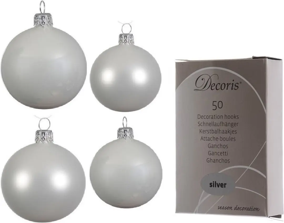 Compleet glazen kerstballen pakket winter wit glans/mat 38x stuks