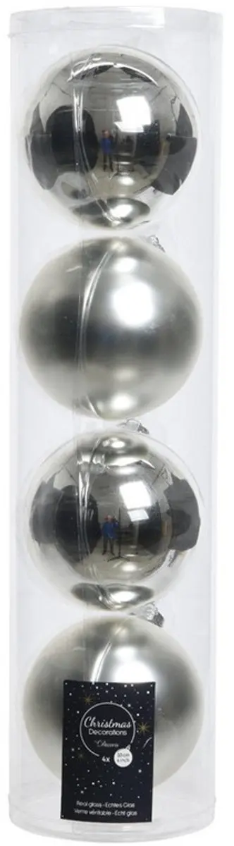 12x stuks Zilveren glazen kerstballen 10 cm
