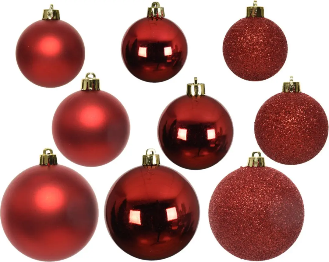 Decoris Kerstballen - 26 Stuks - Rood - 6-10 cm - afbeelding 2 van 5