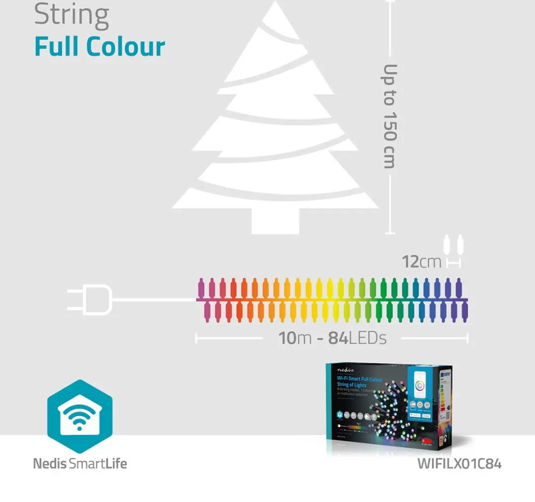 Nedis SmartLife Kerstverlichting Koord 10m RGB Wi-Fi - afbeelding 6 van 6
