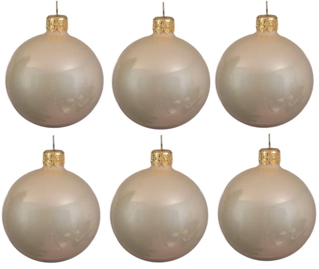 36x Licht parel/champagne glazen kerstballen 6 cm - Glans/glanzende - Kerstboomversiering licht parel/champagne
