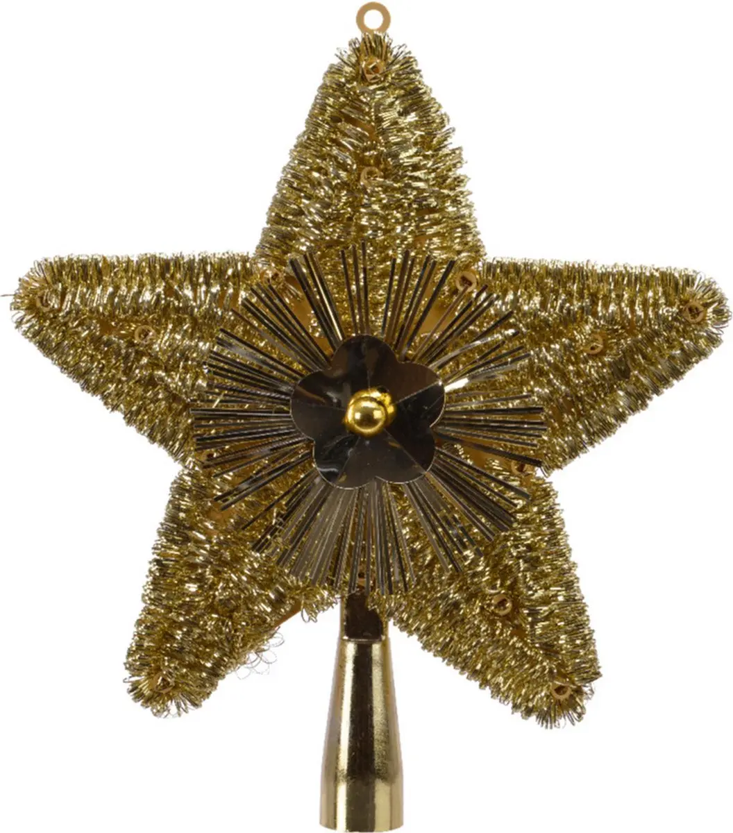 Decoris Kerstboompiek - goudkleurig - ster piek - 23 cm