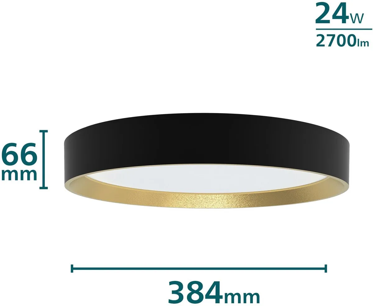 Philips Hanno Plafondlamp 24W - Zwart/Goud