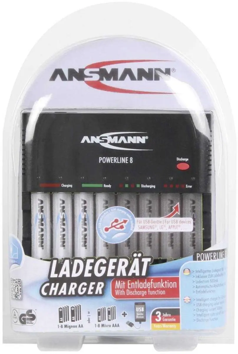 Ansmann Powerline 8 Batterijlader - 8x AA/AAA - afbeelding 2 van 4