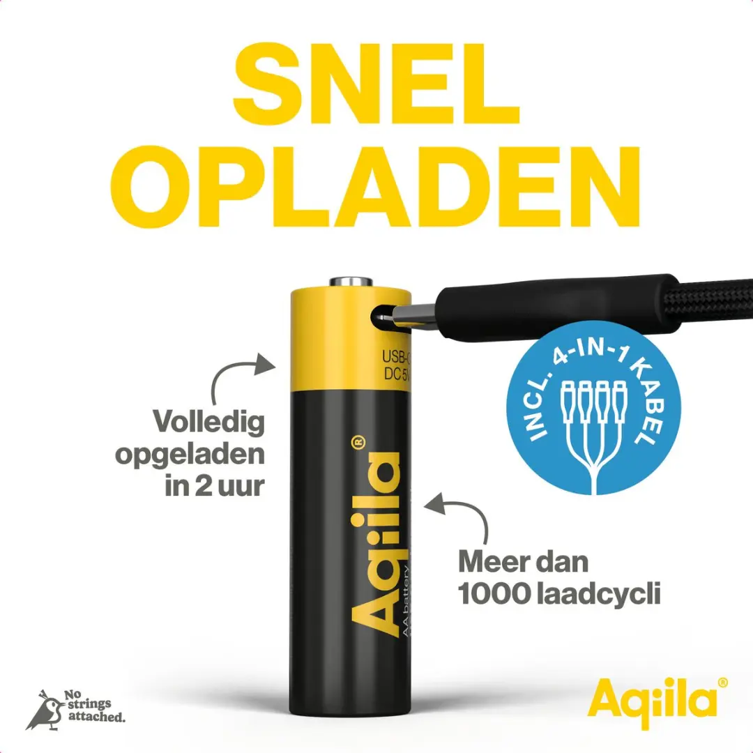 Aqiila AA Oplaadbare Batterijen 2000mAh - 4 Stuks - afbeelding 4 van 6