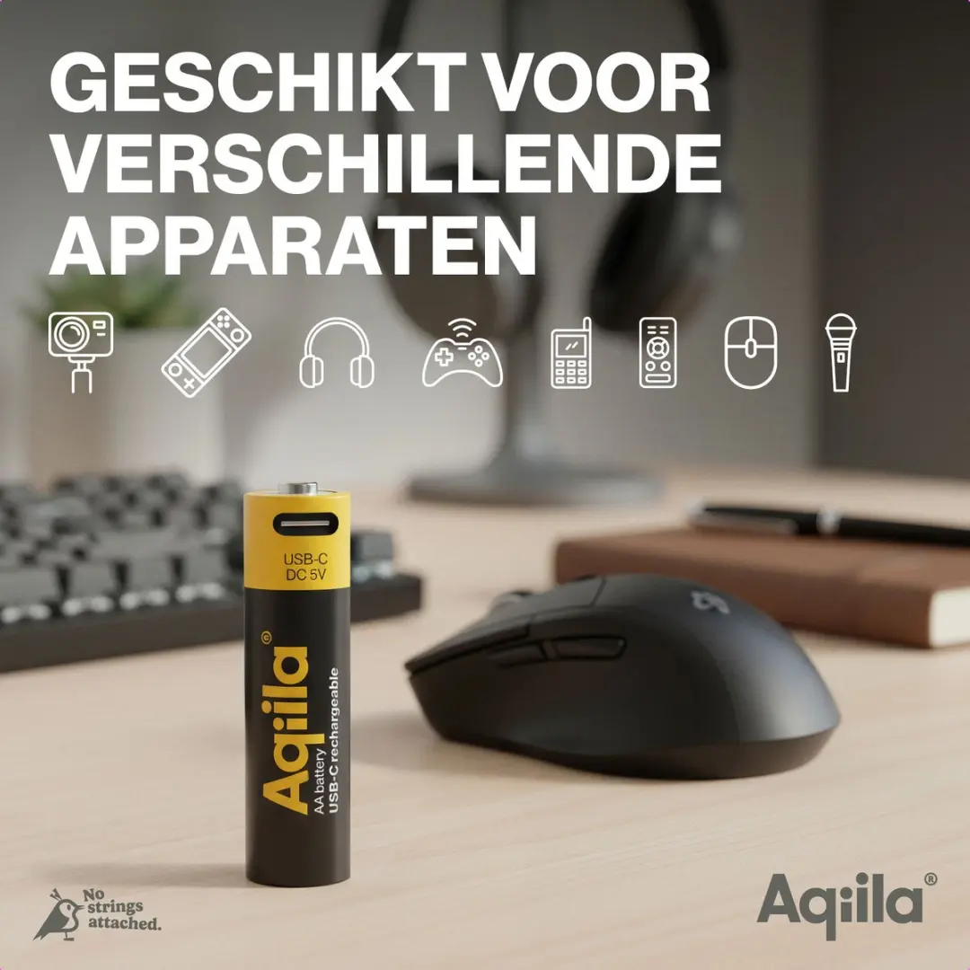 Aqiila AA Oplaadbare Batterijen 2000mAh - 4 Stuks - afbeelding 6 van 6