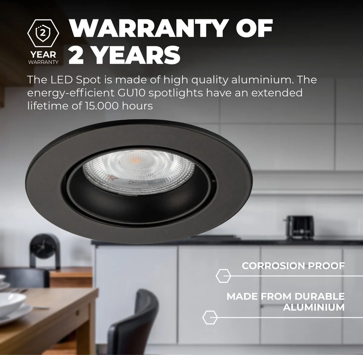 Ledvion LED Inbouwspot Rio 3W 4000K - Zwart - afbeelding 6 van 6