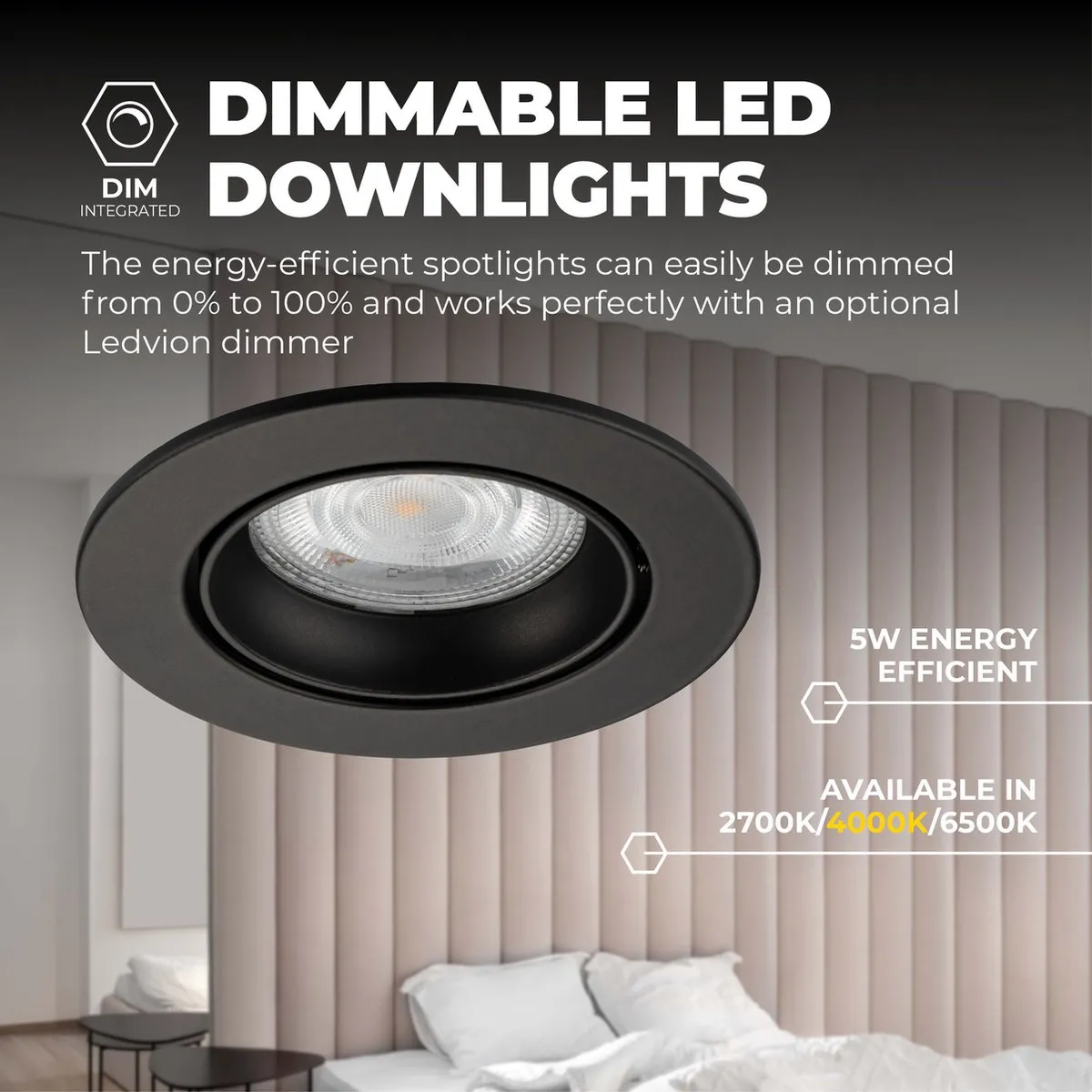 Ledvion LED Inbouwspot Rio 3W 4000K - Zwart