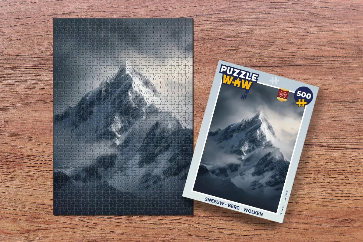 PuzzleWow Legpuzzel Sneeuw - Berg - Wolken 500 Stuks