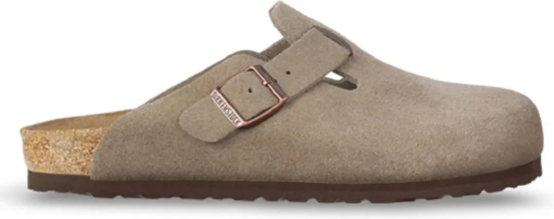 Birkenstock Boston Suède Taupe Smal Voetbed Unisex Instapper - Maat 35