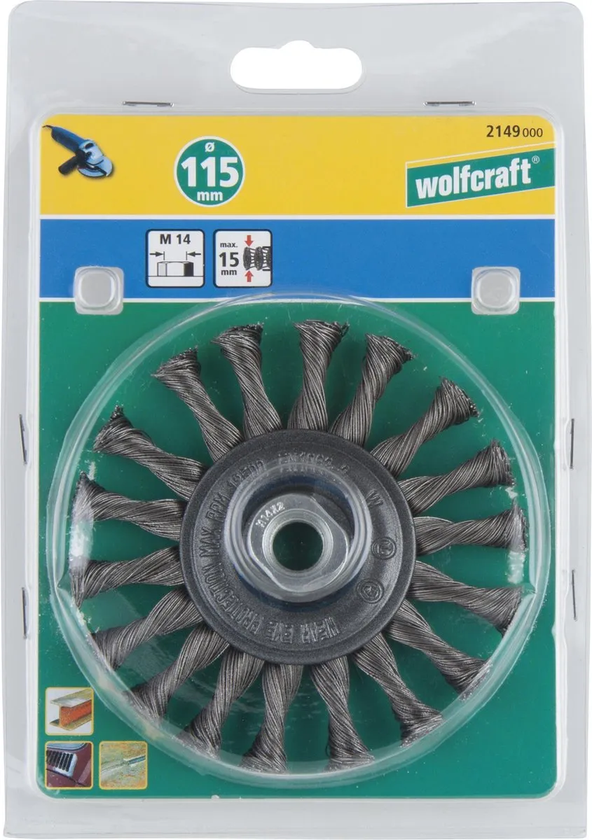 Wolfcraft Staaldraad-schijfborstel 2149000 - Grijs
