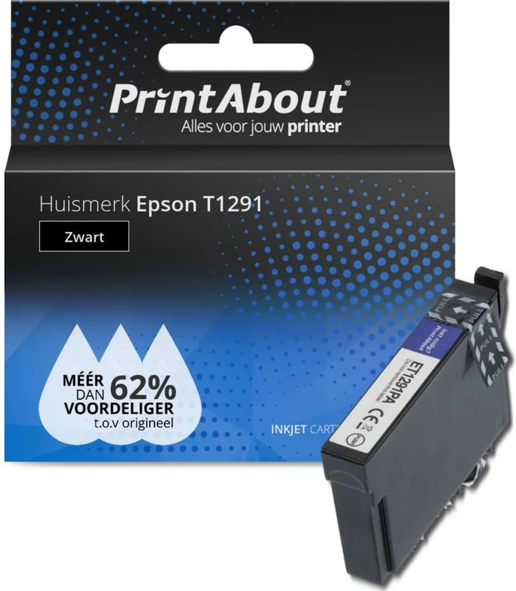 PrintAbout T1291 Inktcartridge - Zwart - 650 pagina's