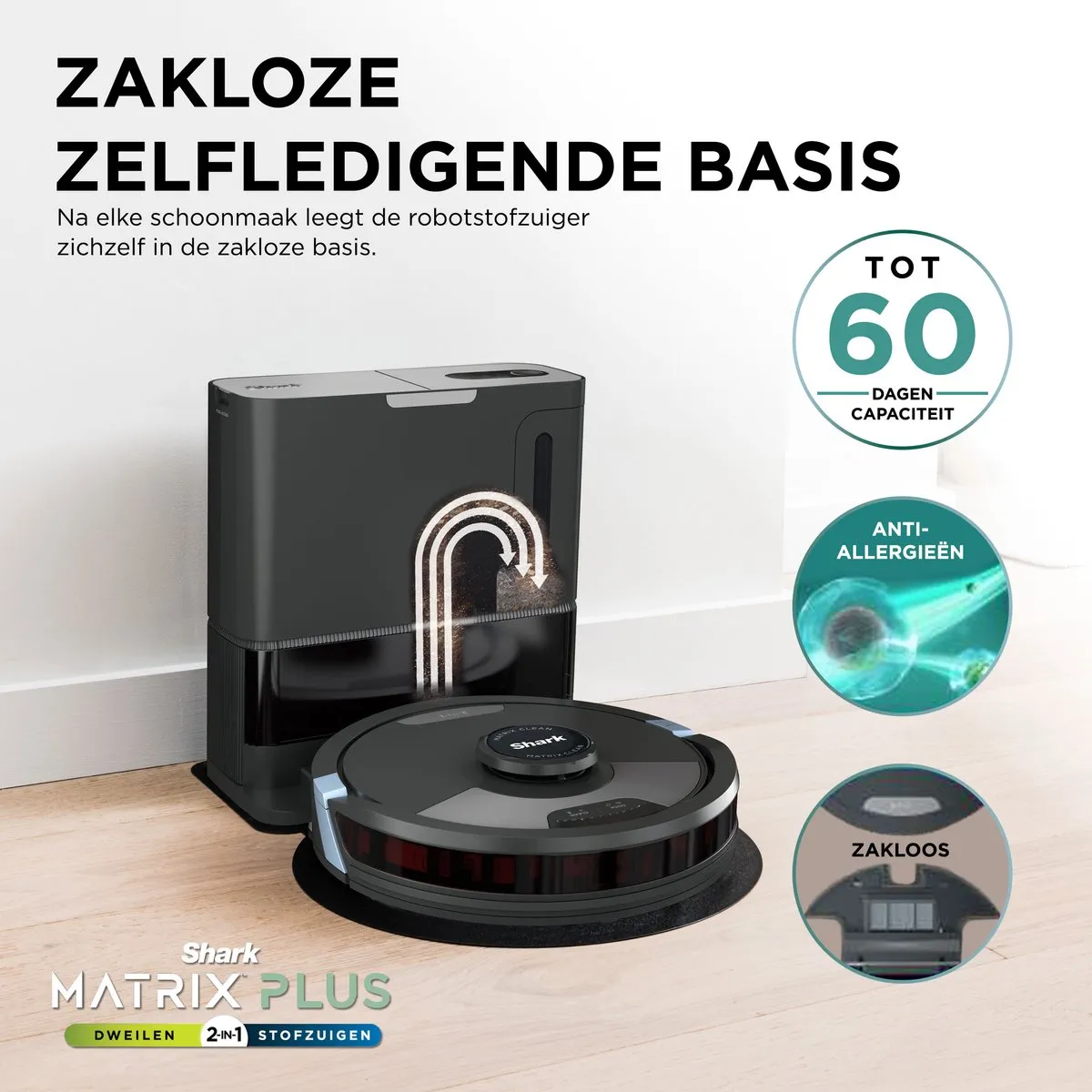 Shark Matrix Plus RV2620WAEU Dweil- en Zuigrobot - Zwart