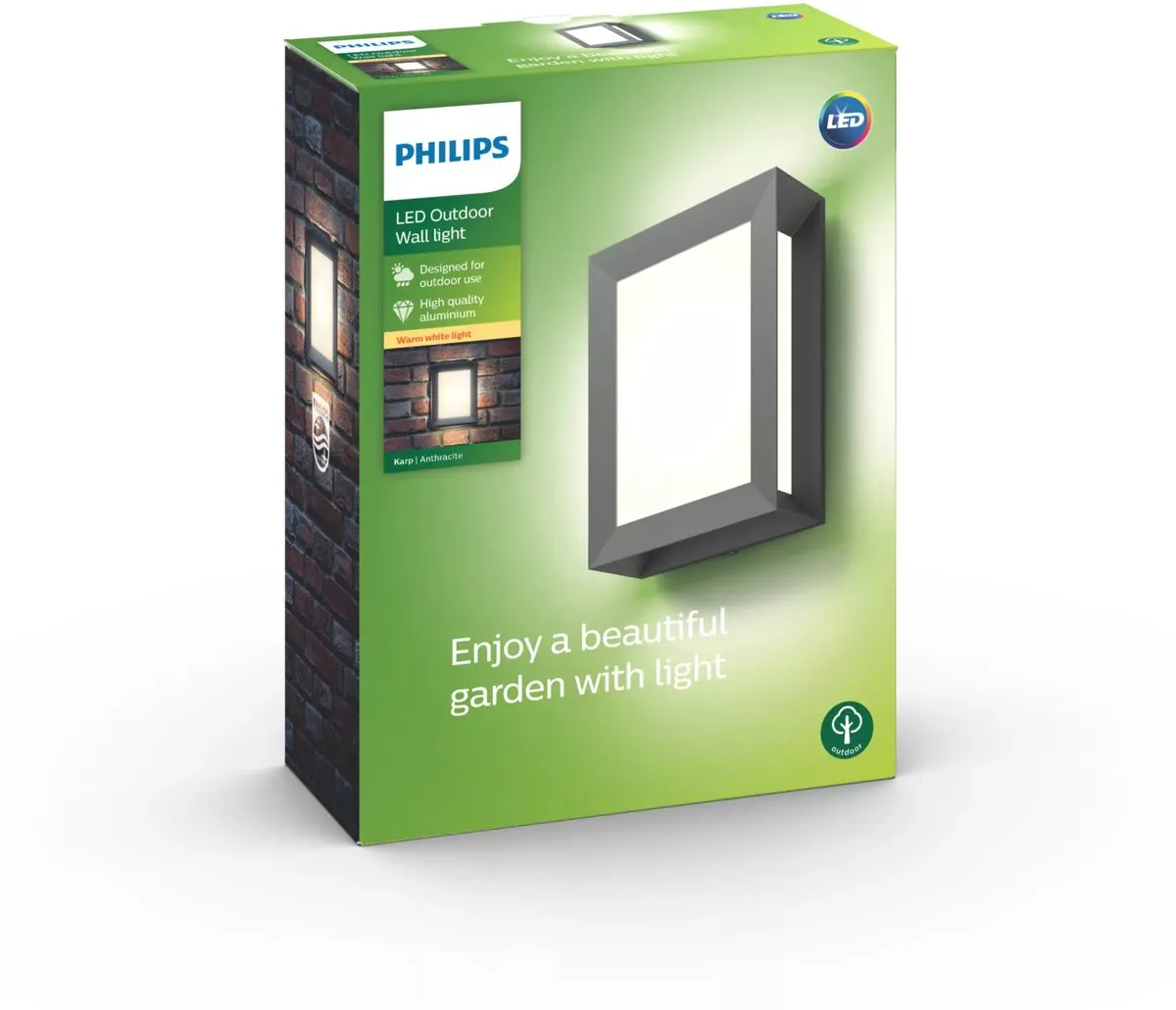 Philips Karp Buitenwandlamp Antraciet - Warm wit 2700K