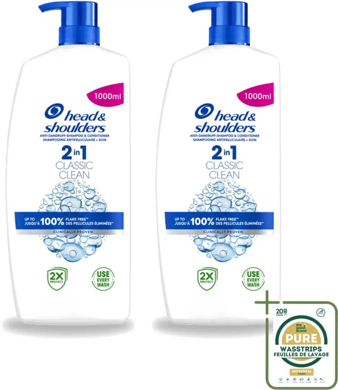 2 x Head & Shoulders Classic 2-in-1 Anti-Roos Shampoo + Conditioner