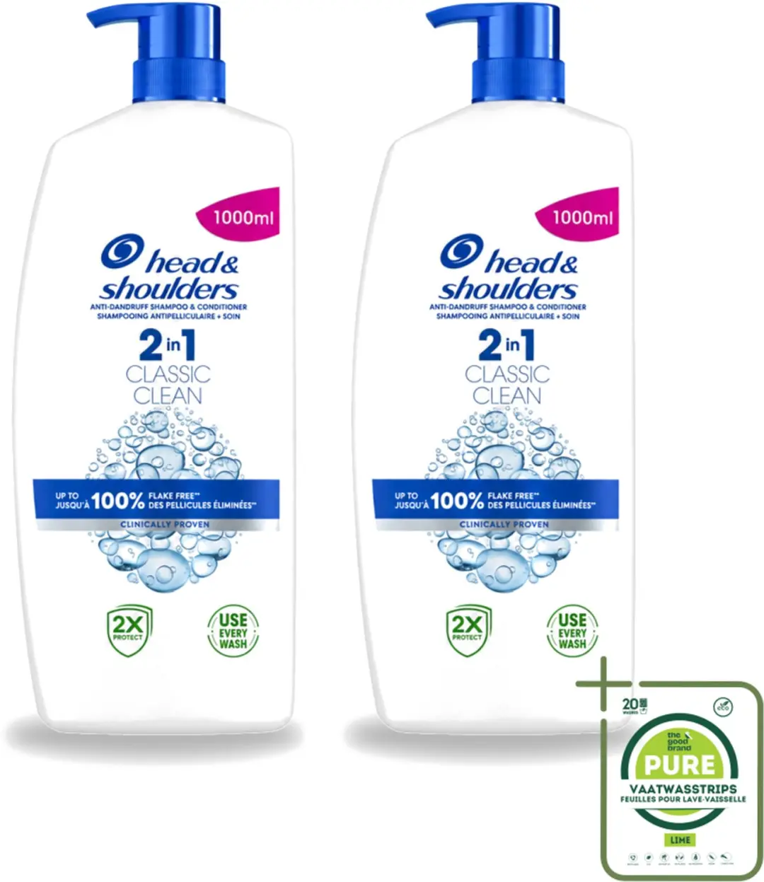 2 x Head & Shoulders Classic 2-in-1 Anti-Roos Shampoo + Conditioner